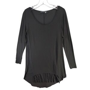 Transit Par Such Layered Shirt Dress M Black Modal Wool Stretch Asymmetric Italy